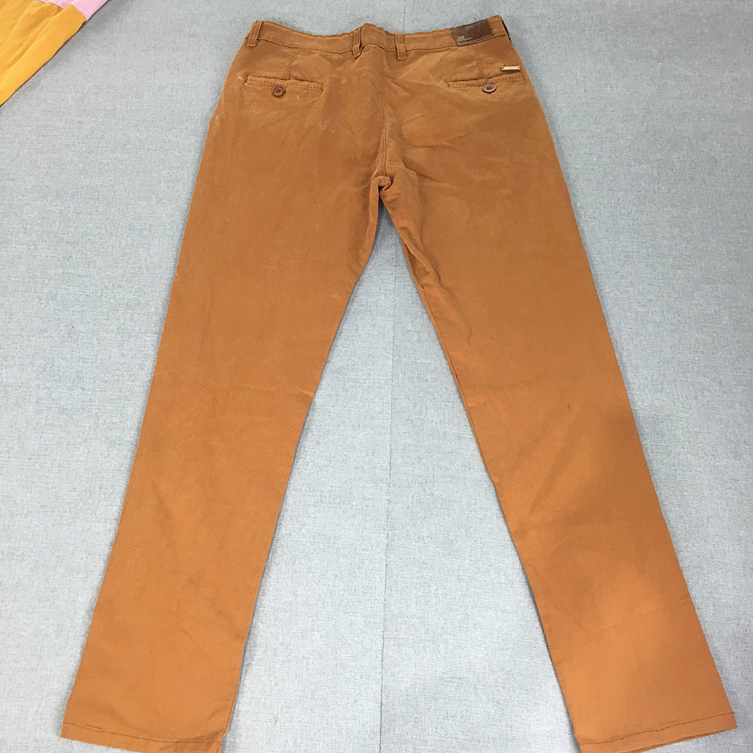 Jack & Jones Mens Chino Pants Size 30 (W30 x L30) Brown Slim Fit Straight