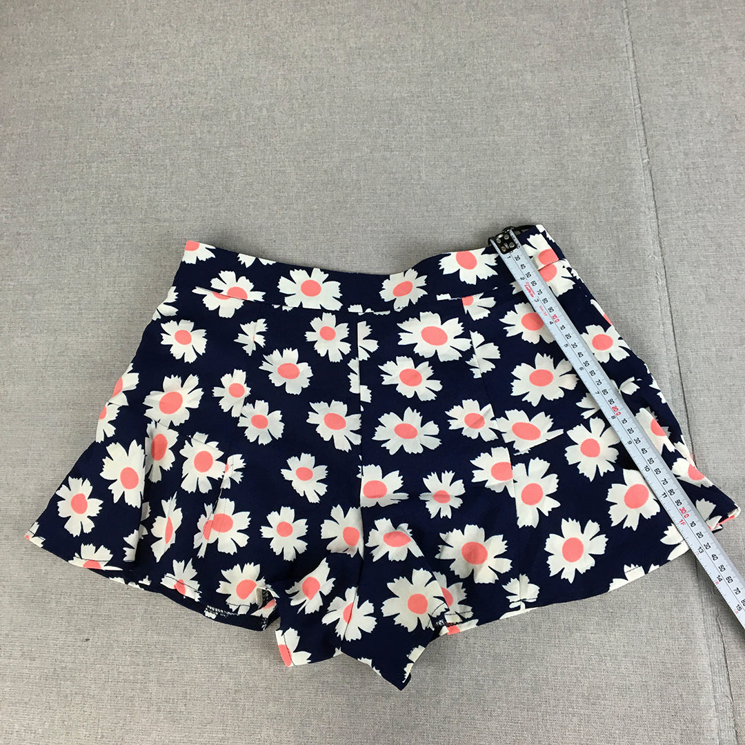 West End Doll Womens Shorts Size 12 Blue Floral