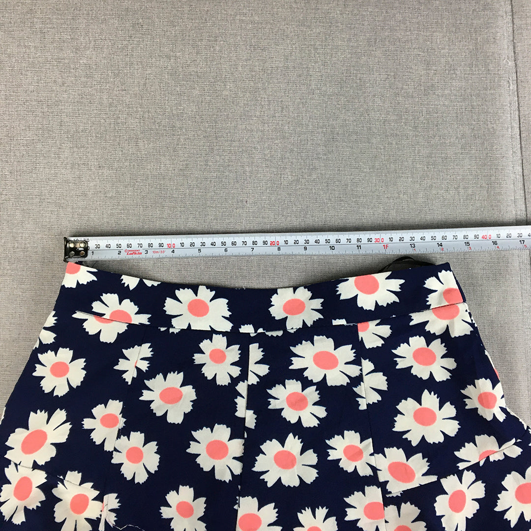 West End Doll Womens Shorts Size 12 Blue Floral