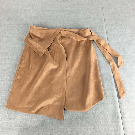 NEW Mooloola Womens Wrap Skirt Size 6 Camel Brown Belted Mini