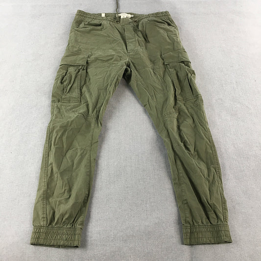 H&M Kids Boys Cargo Pants Size M Khaki Green Utility Pockets Jogger