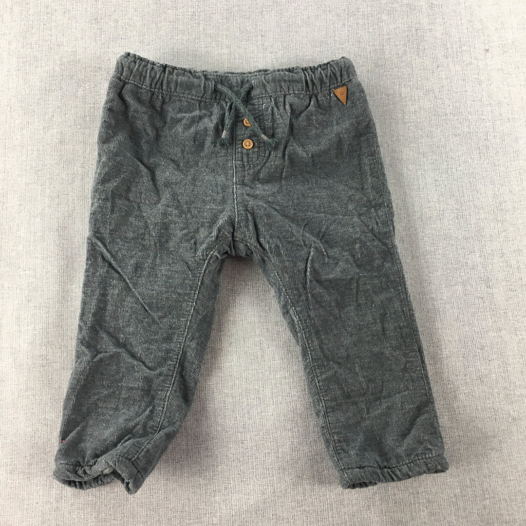 H&M Baby Boys Corduroy Pants Size 1 Grey Drawstring Elastic Waist