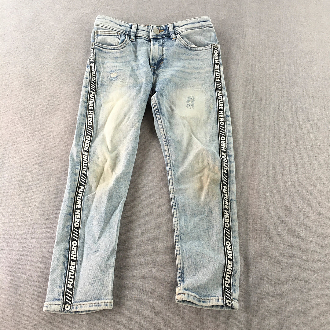 H&M Kids Jeans Size 6 - 7 Years Blue Light Wash Relaxed Tapered Leg Denim