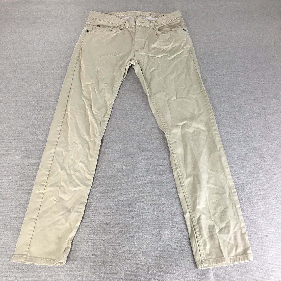 Zara Man Chino Pants Size 31 Cream Beige Slim Fit Straight Trousers Pockets