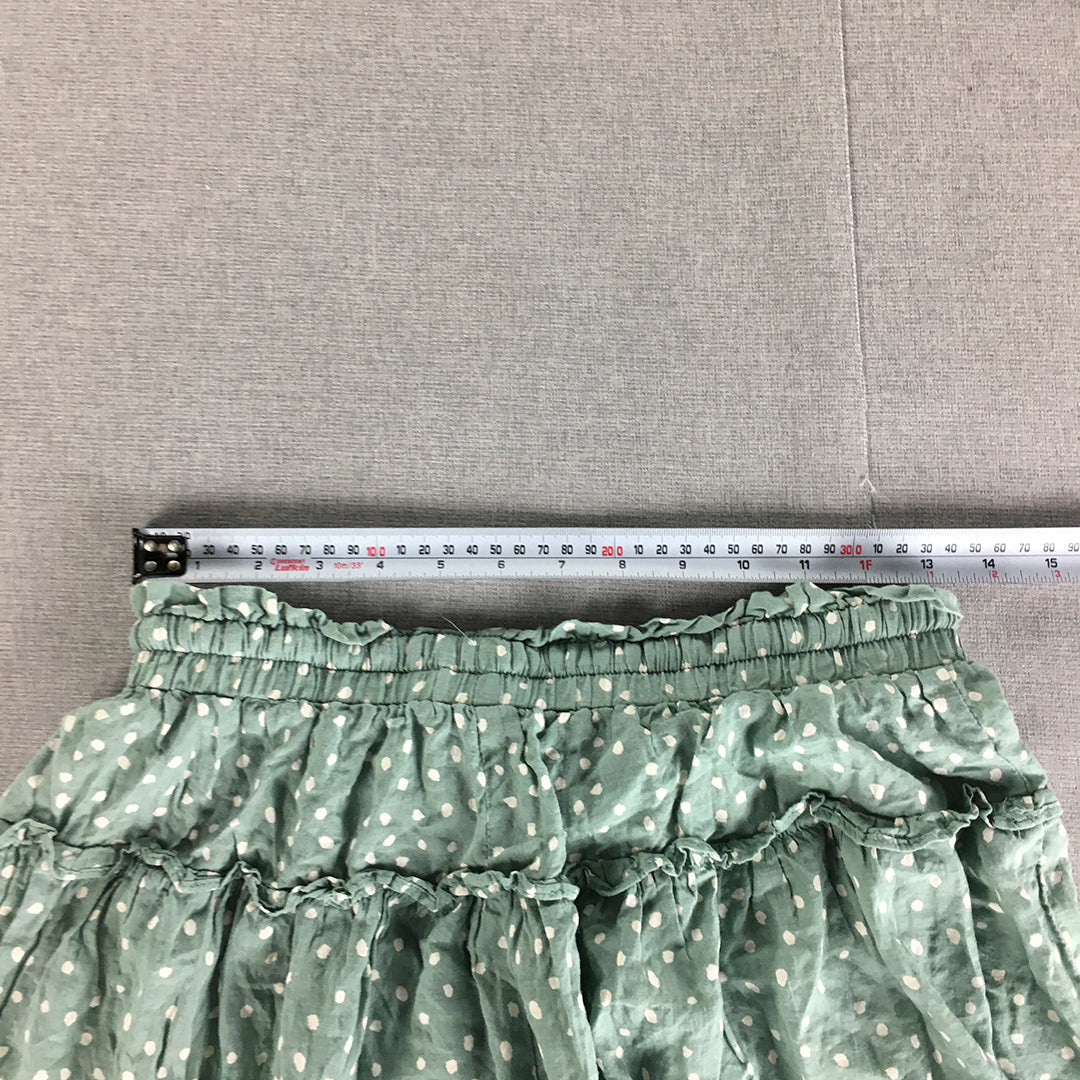 Mooloola Womens Shorts Size 12 Green Dot Pattern Drawstring Elastic Waist