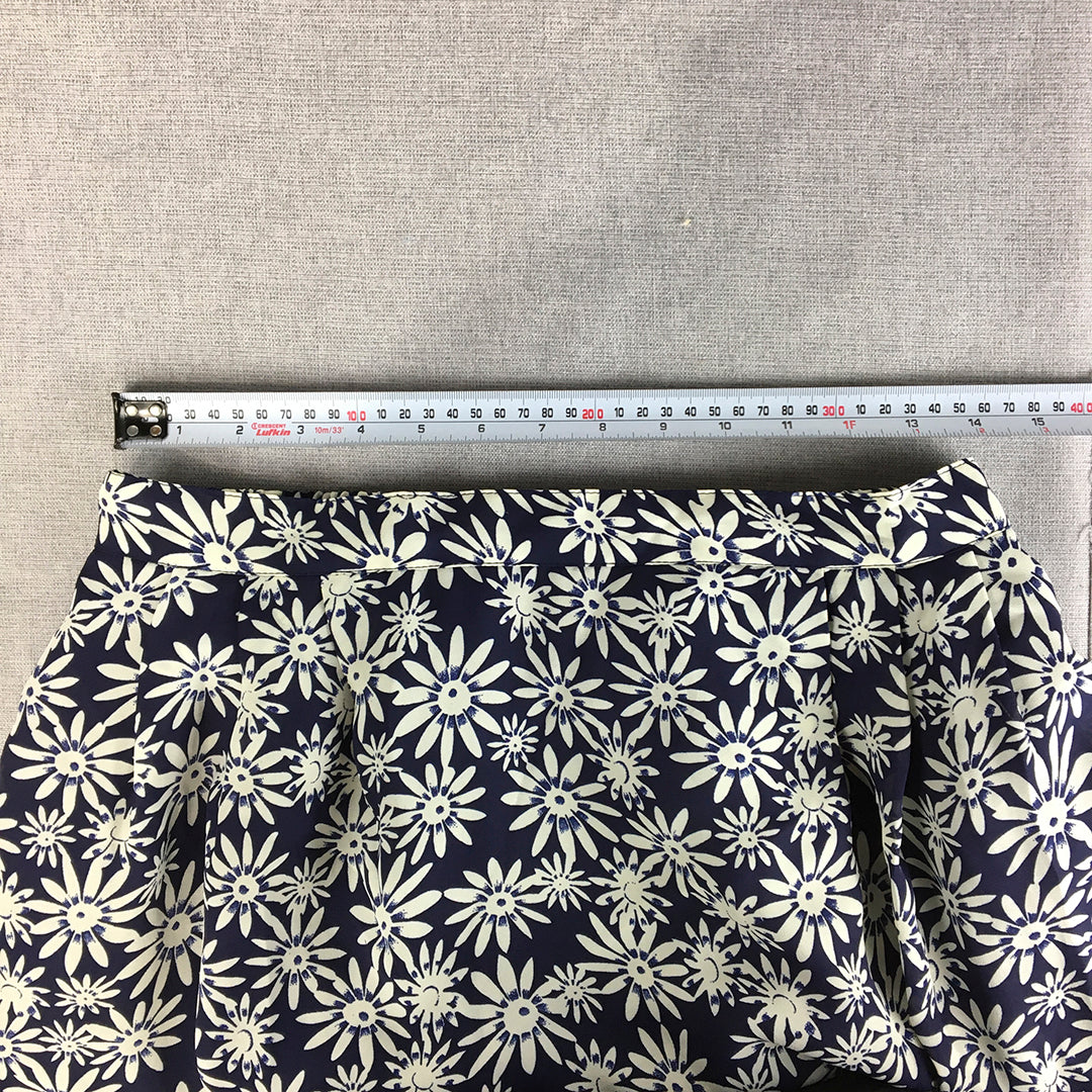 NEW Briecom Womens Maxi Skirt Size 14 Blue White Floral A-Line