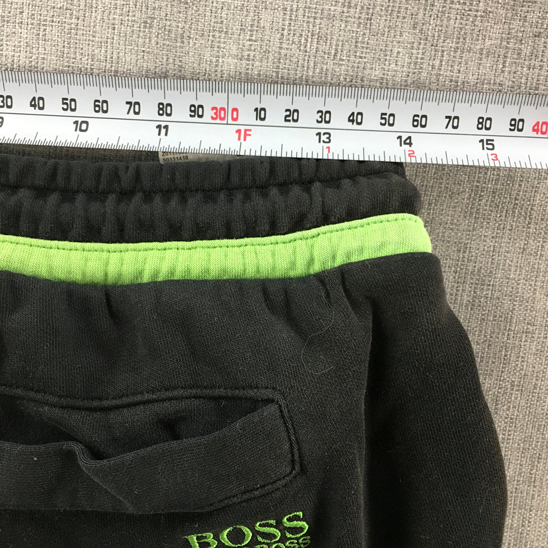 Hugo Boss Mens Tracksuit Pants Size M Black Green Drawstring Jogger