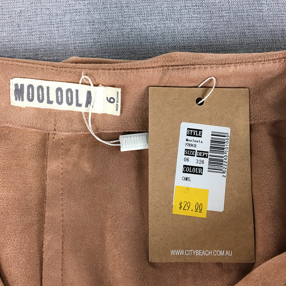 NEW Mooloola Womens Wrap Skirt Size 6 Camel Brown Belted Mini