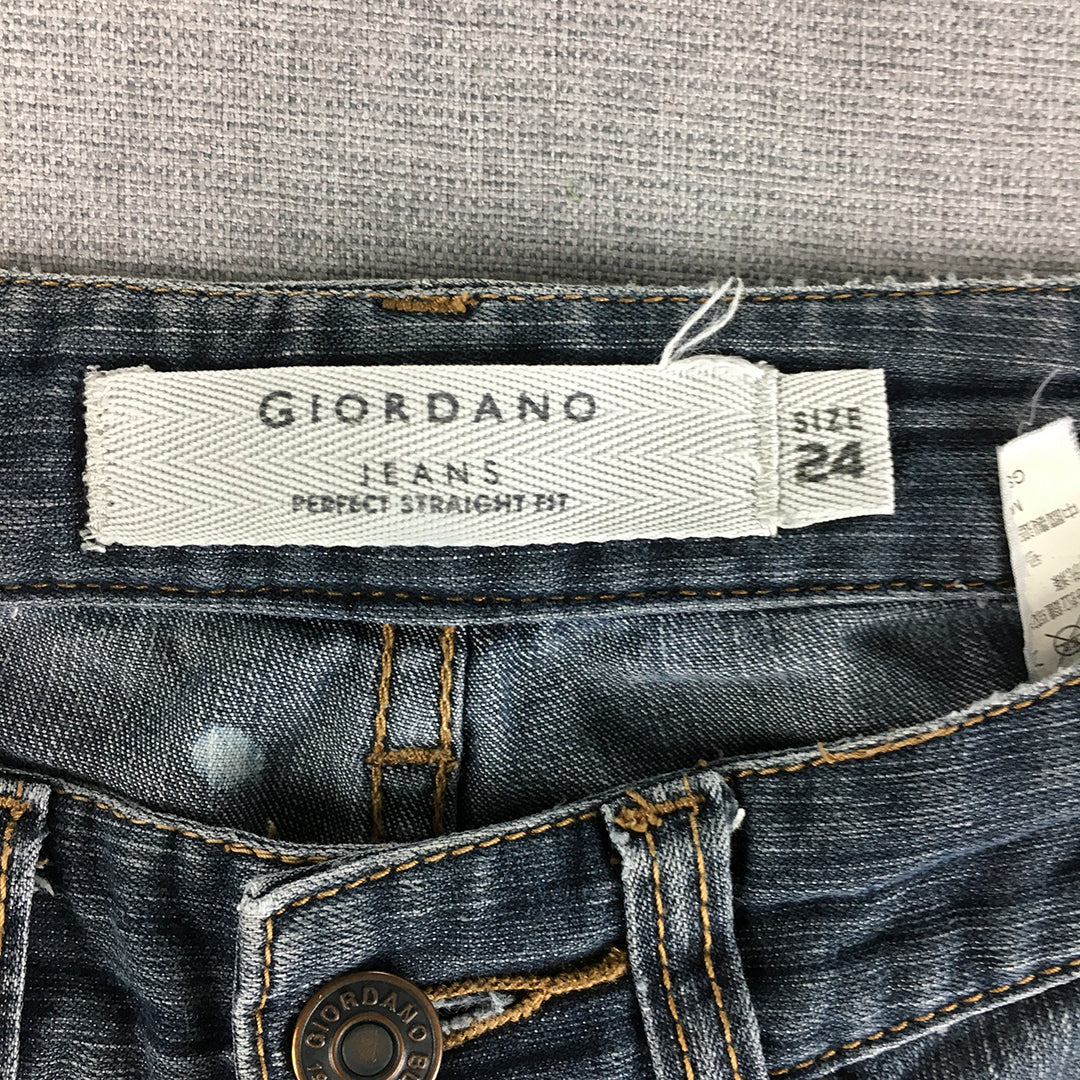 Giordano Womens Jeans Size 24 Blue 'Perfect Straight Fit' Denim