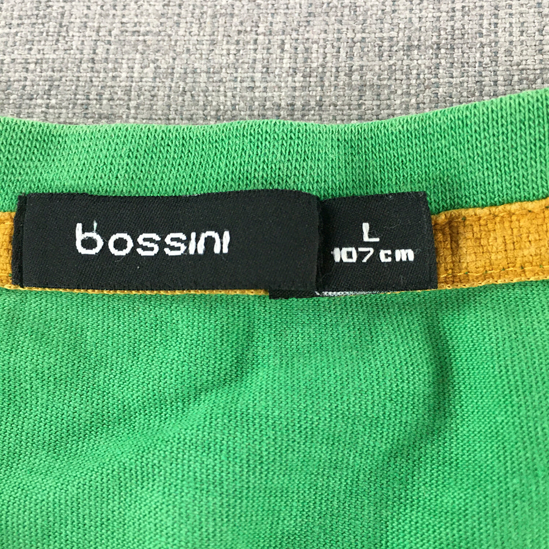 Bossini Mens T-Shirt Size L Green Short Sleeve Crew Neck Tee