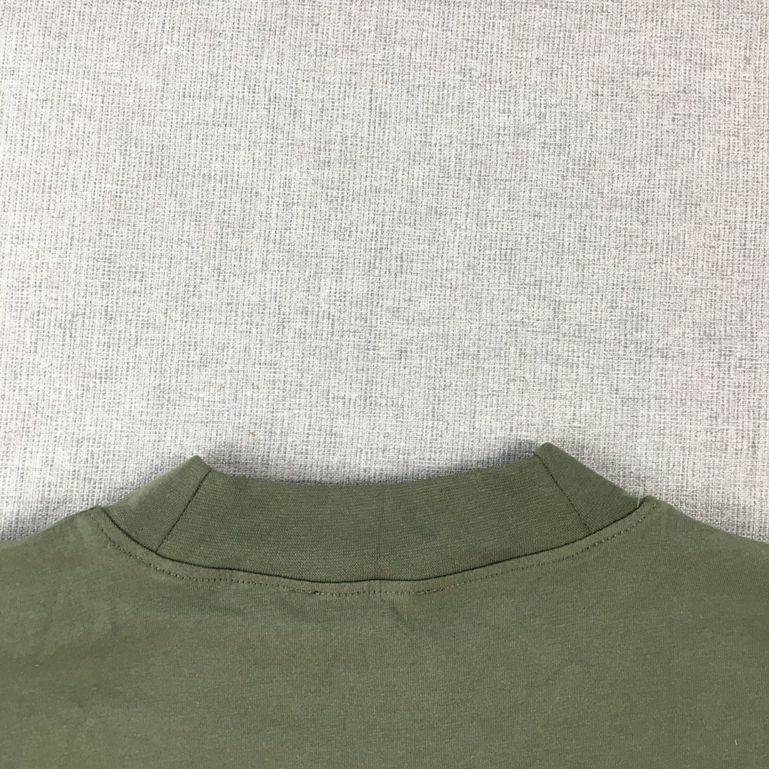 Zara Womens Top Size L Khaki Green Short Sleeve Shirt