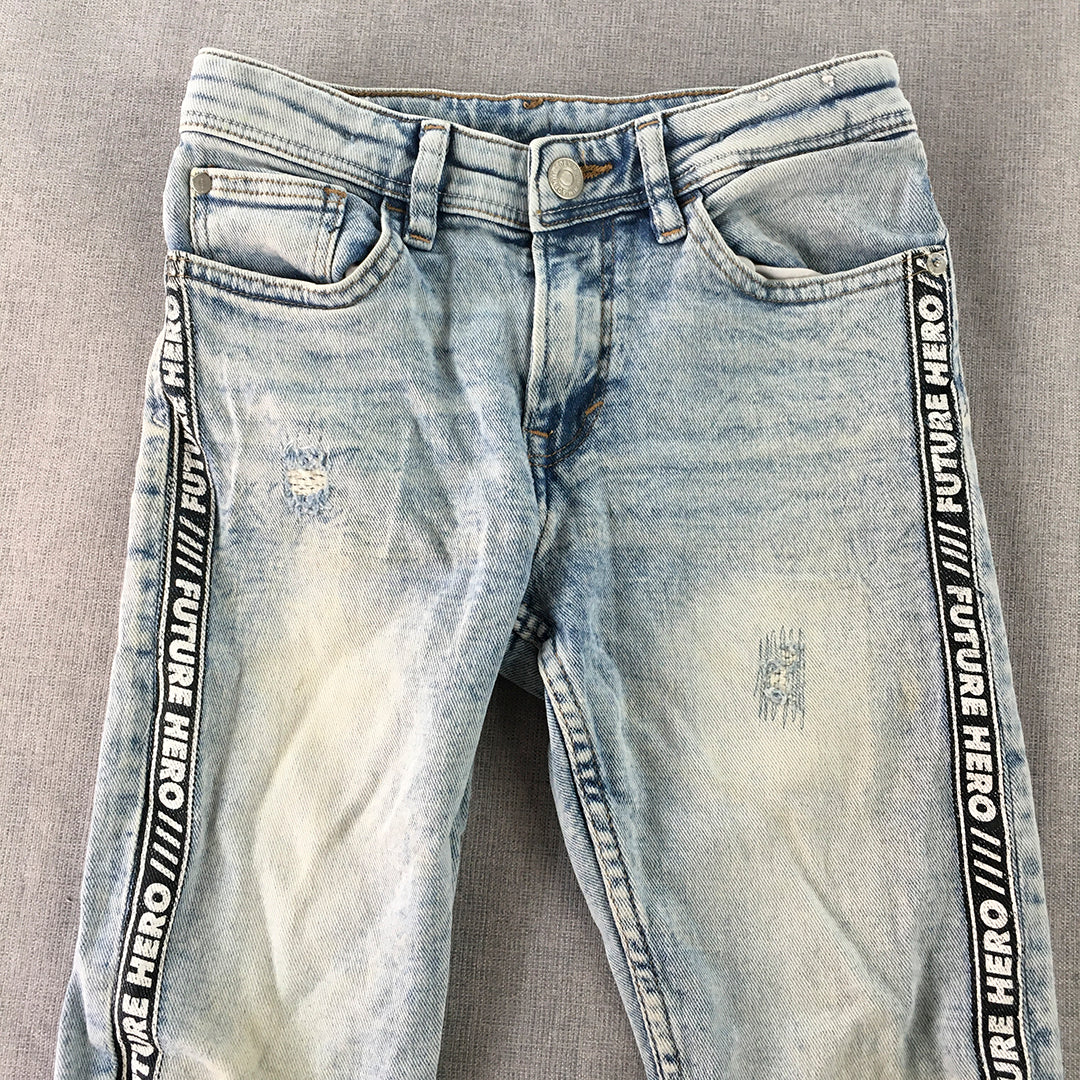 H&M Kids Jeans Size 6 - 7 Years Blue Light Wash Relaxed Tapered Leg Denim