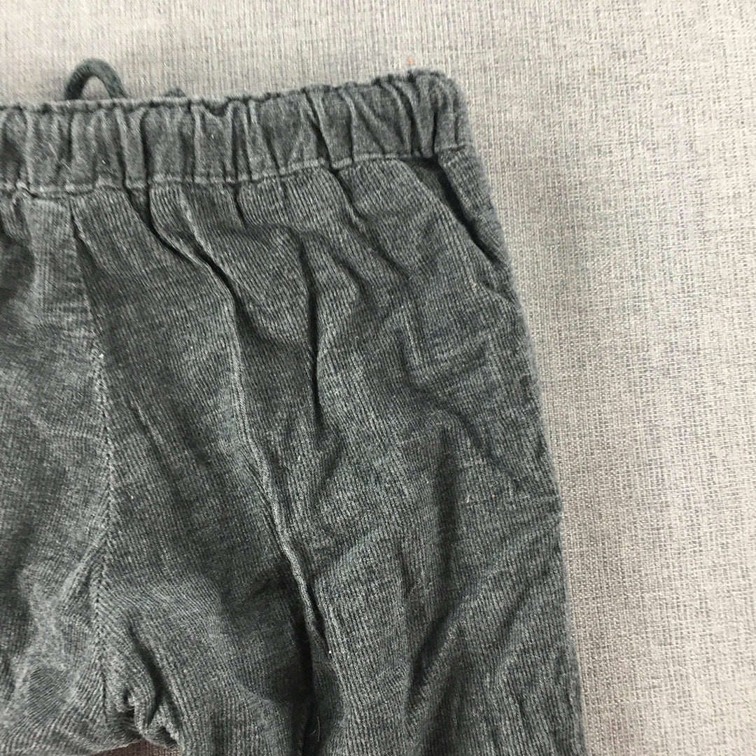 H&M Baby Boys Corduroy Pants Size 1 Grey Drawstring Elastic Waist