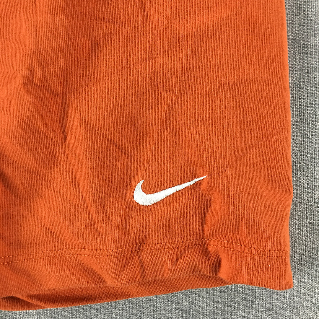 Nike Womens Shorts Size XL Orange Swoosh Logo Elastic Waist Stretch Running Gym