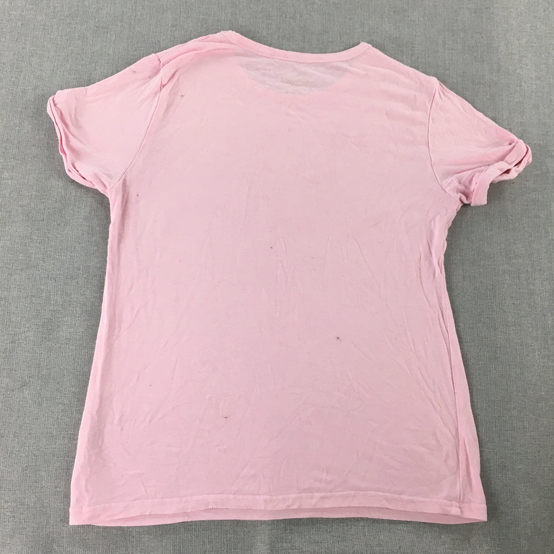 Butter Kids Girls T-Shirt Size L (10 - 12 Years) Pink Unicorn Short Sleeve Top