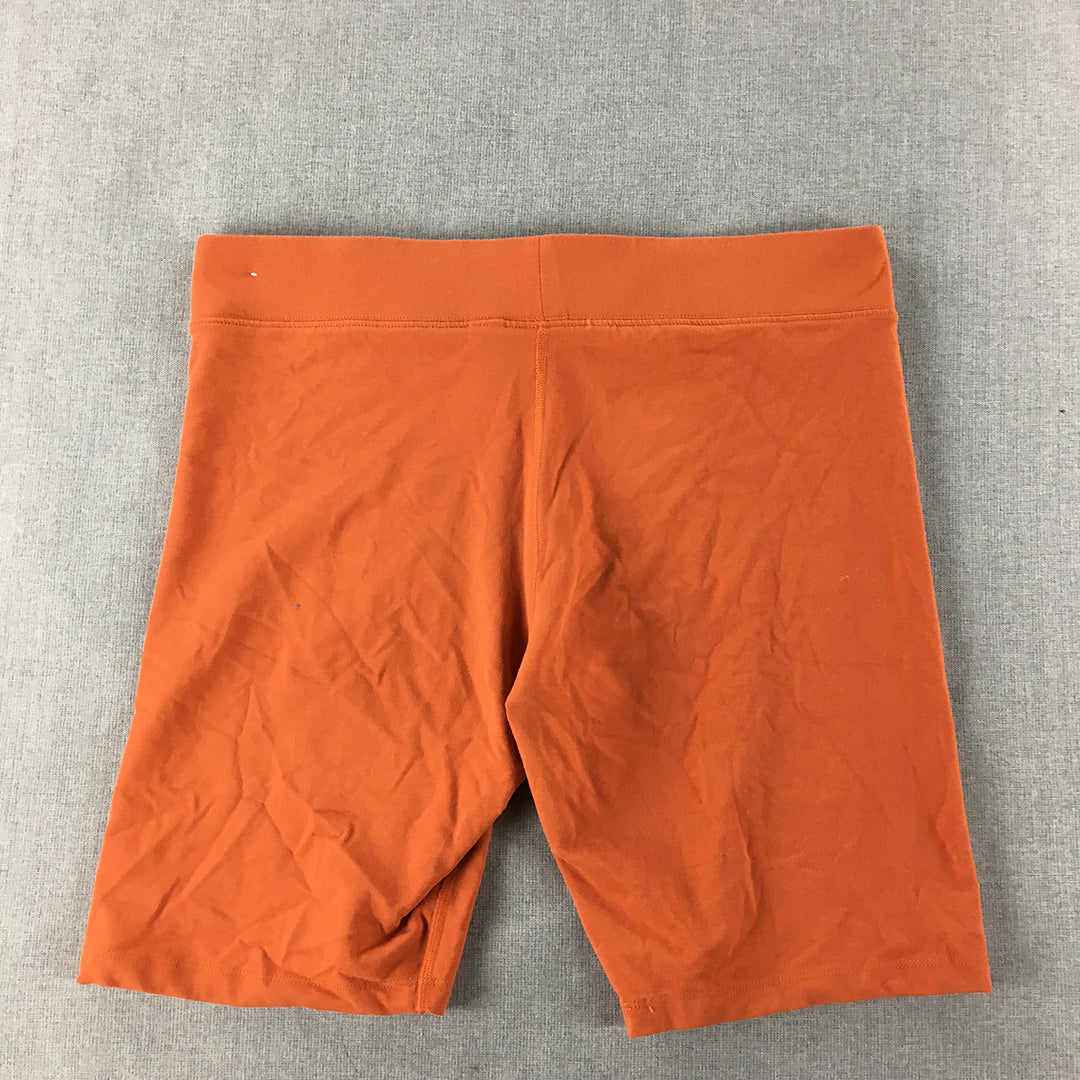 Nike Womens Shorts Size XL Orange Swoosh Logo Elastic Waist Stretch Running Gym