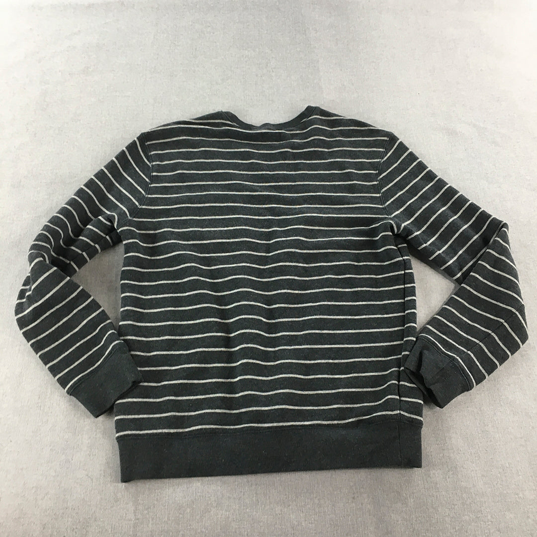 Republic Mens Sweater Size M Grey Striped Crew Neck Jumper