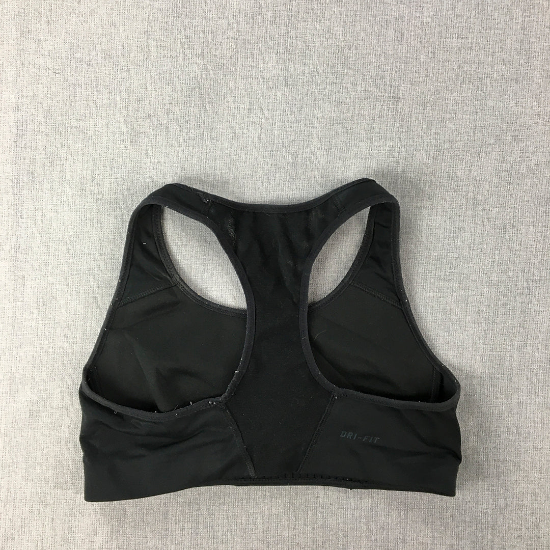 Nike Womens Sports Bra Size XS Black Logo Cropped Top