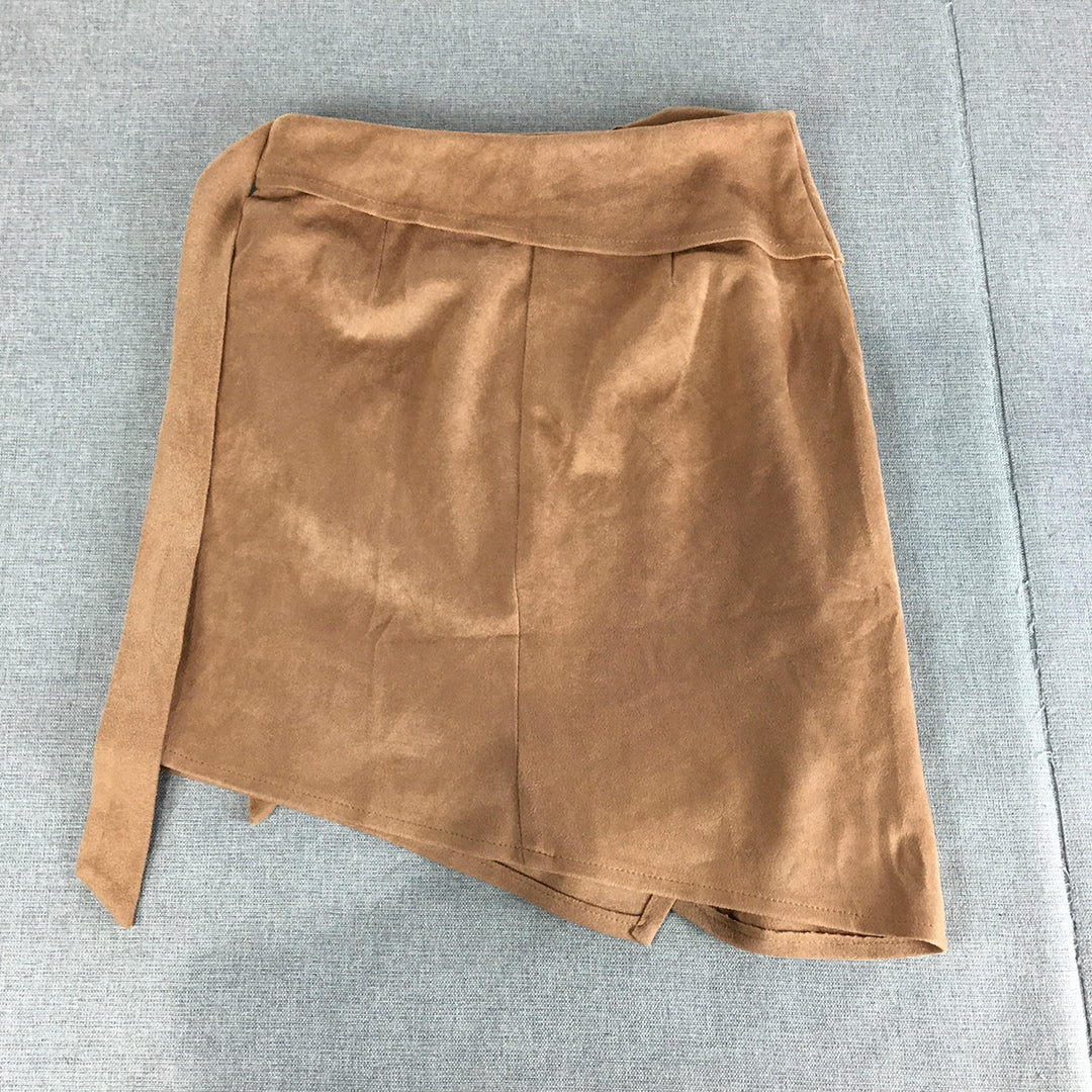 NEW Mooloola Womens Wrap Skirt Size 6 Camel Brown Belted Mini