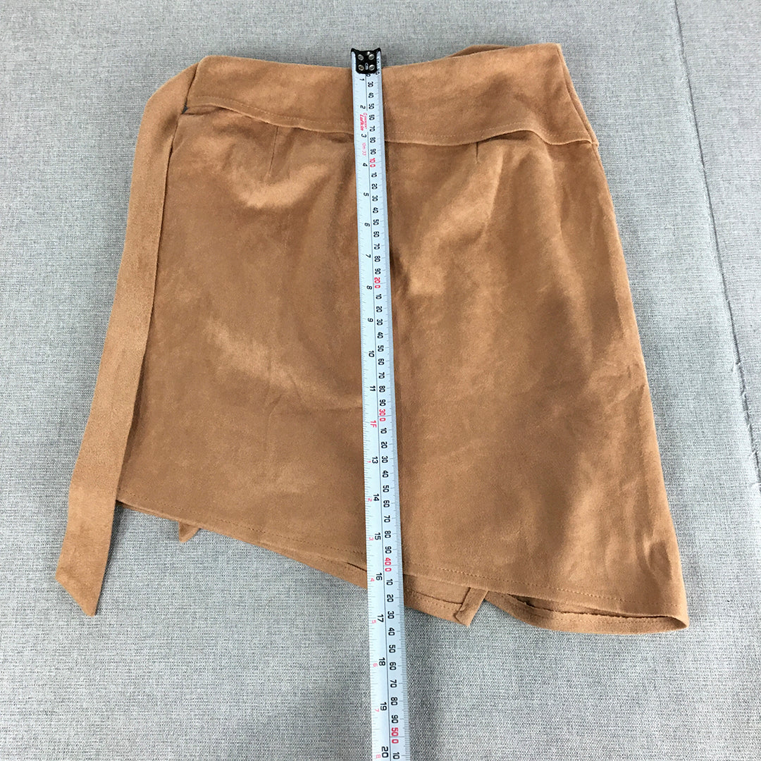 NEW Mooloola Womens Wrap Skirt Size 6 Camel Brown Belted Mini