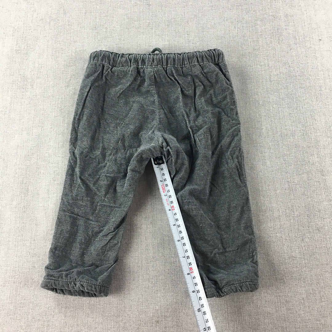 H&M Baby Boys Corduroy Pants Size 1 Grey Drawstring Elastic Waist