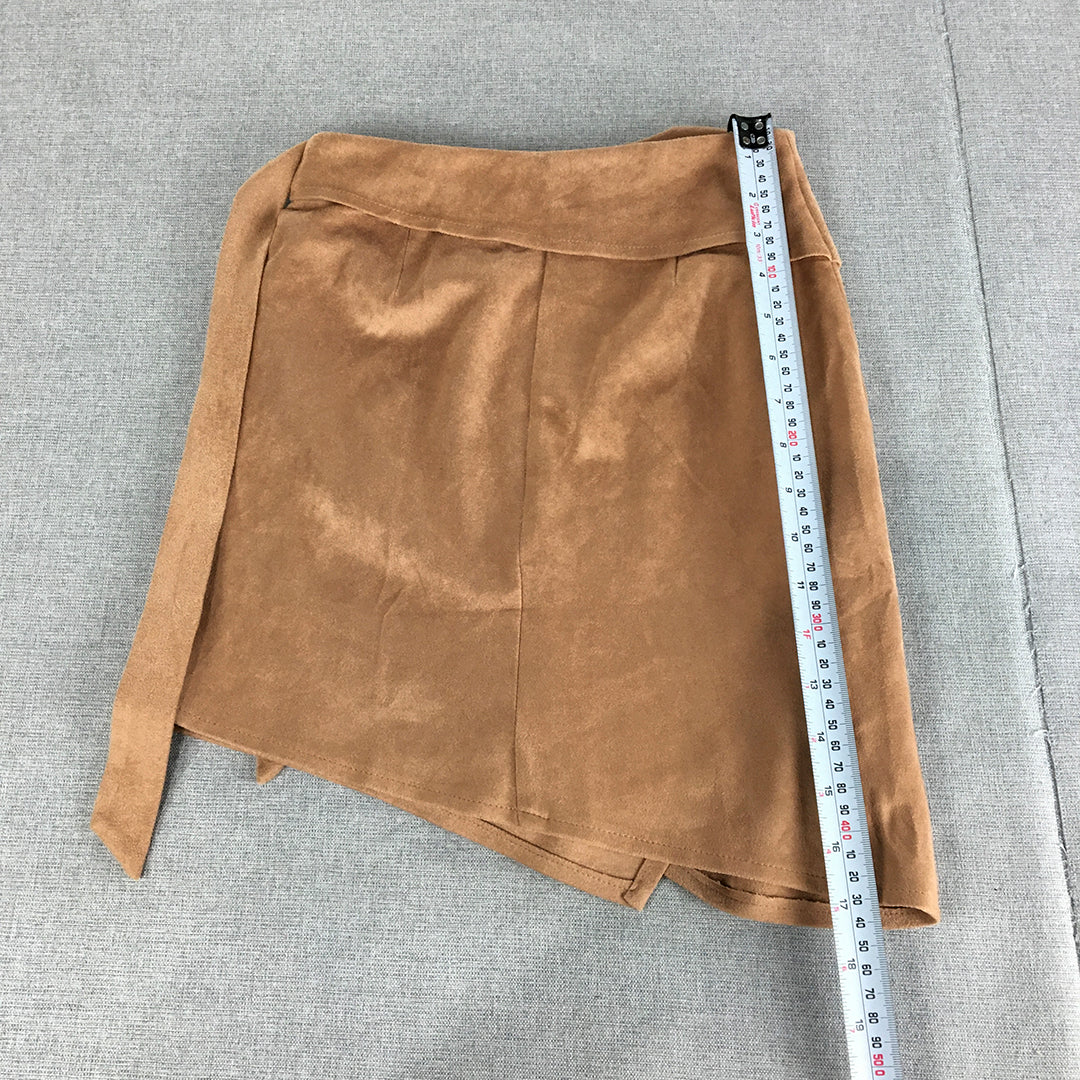 NEW Mooloola Womens Wrap Skirt Size 6 Camel Brown Belted Mini