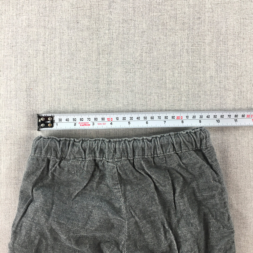 H&M Baby Boys Corduroy Pants Size 1 Grey Drawstring Elastic Waist