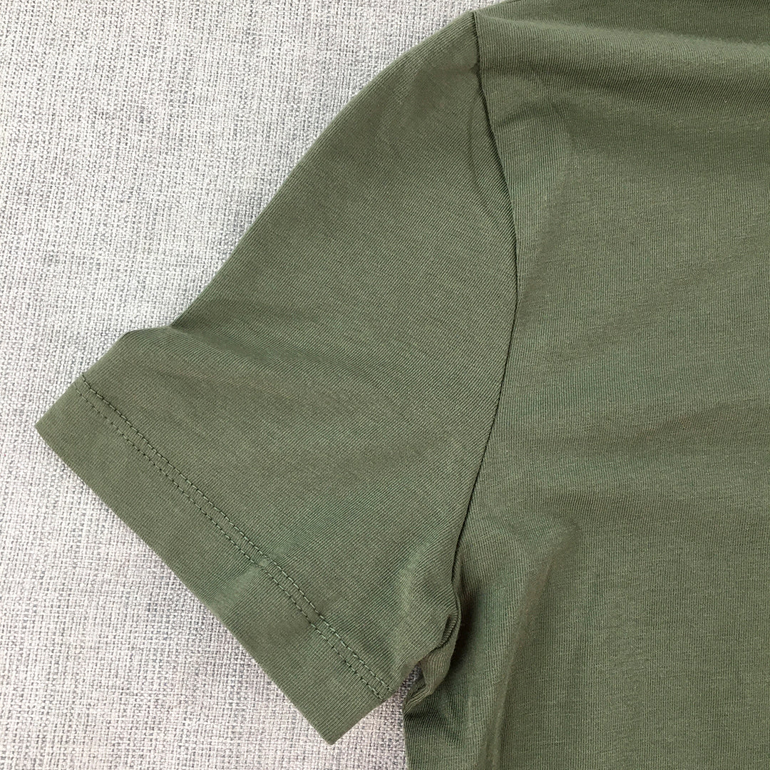 Zara Womens Top Size L Khaki Green Short Sleeve Shirt