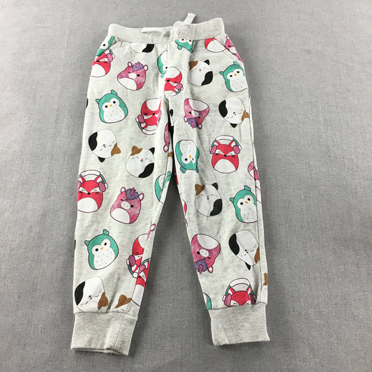 Squishmallows Kids Girls Pants Size 7 Grey Jogger Drawstring Pockets