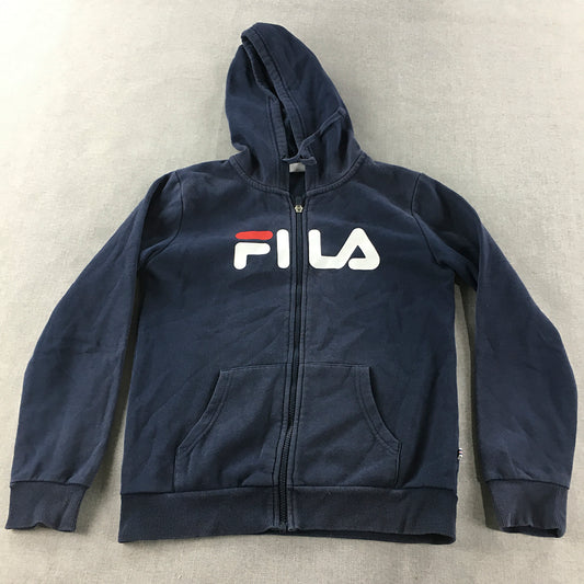 FILA Kids Boys Hoodie Jacket Size 12 Blue Zip-Up Pockets Windbreaker