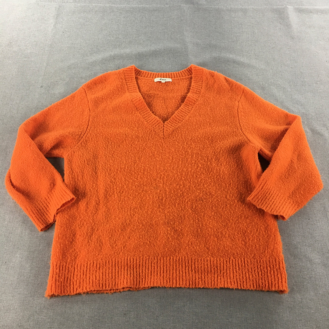 Dazie Womens Knit Sweater Size M Orange V-Neck Pullover Jumper