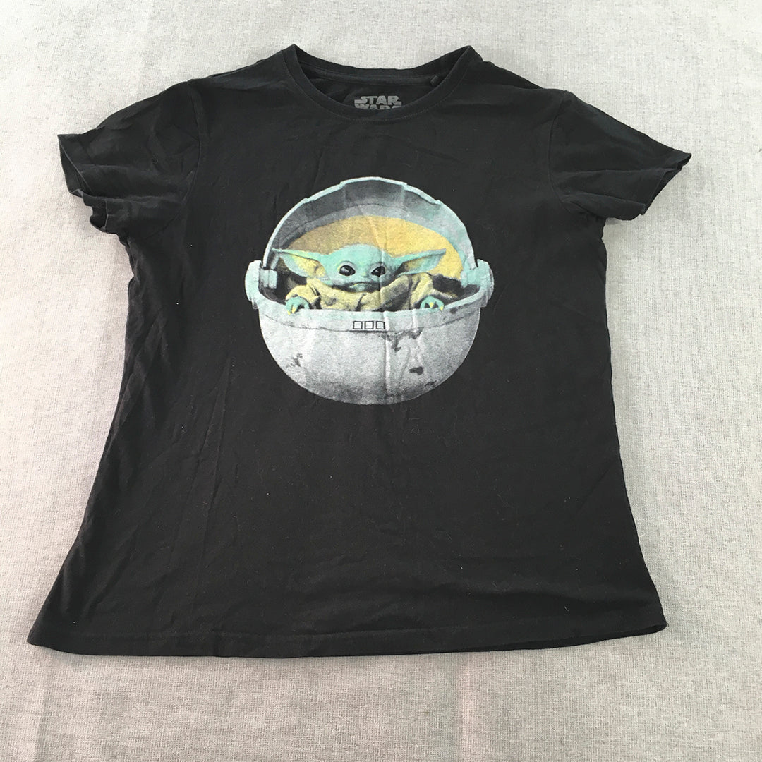 Star Wars Baby Yoda Womens T-Shirt Size S Black Short Sleeve Top