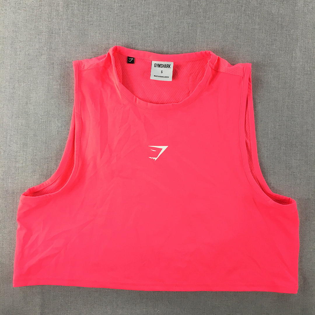 Gymshark Womens Cropped Top Size S Hot Pink Logo Sleeveless Shirt