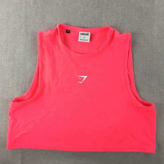 Gymshark Womens Cropped Top Size S Hot Pink Logo Sleeveless Shirt