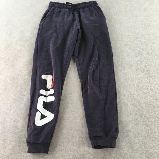 FILA Kids Boys Tracksuit Pants Size 12 Navy Blue Logo Jogger Pockets