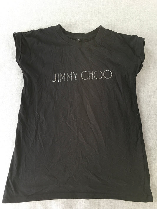 Jimmy Choo Womens T-Shirt Size S Black Logo Short Sleeve Top