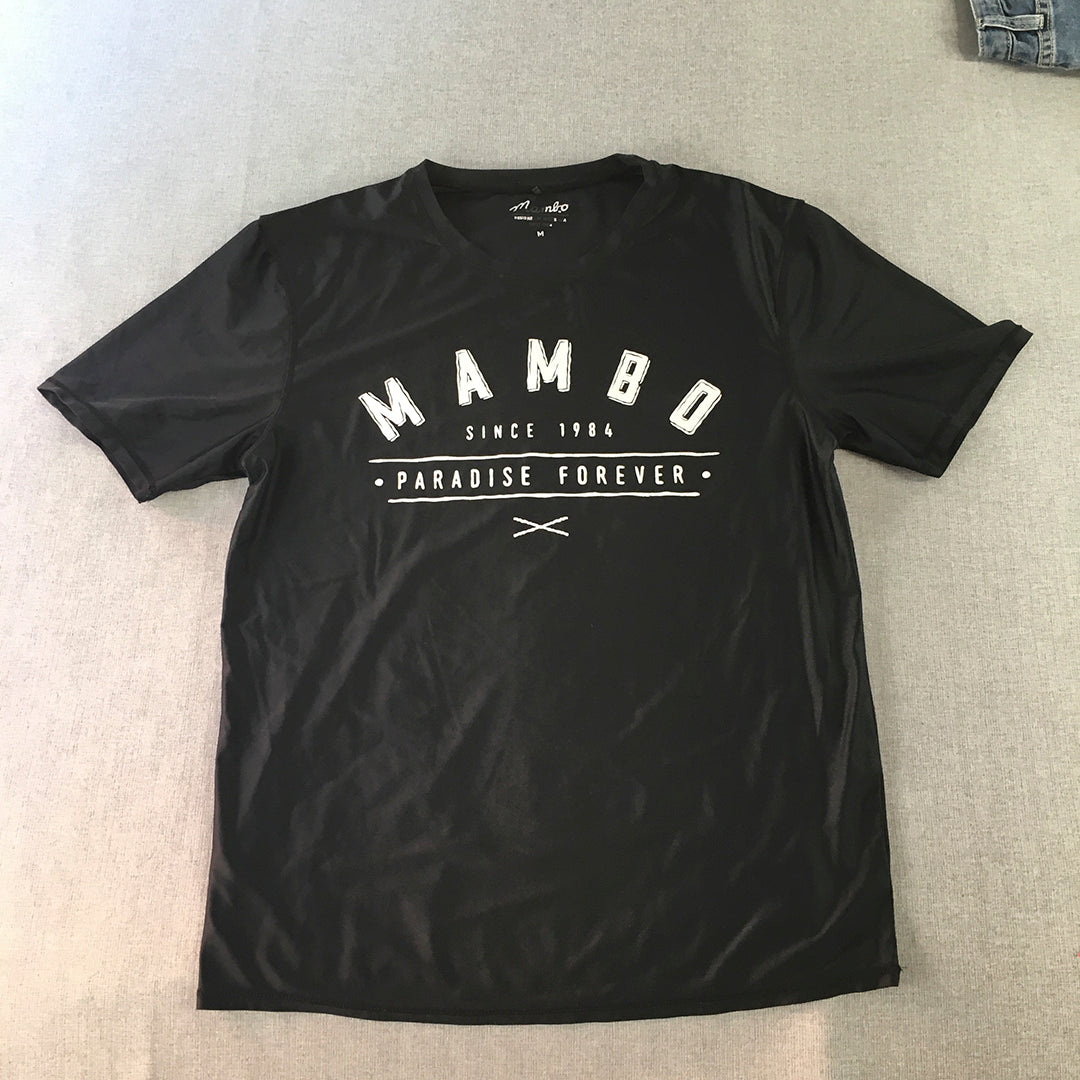 Mambo Mens Rash Vest Size M Black Short Sleeve Surf Swim Rashie