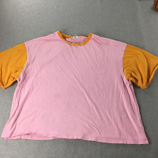 Dazie Womens T-Shirt Size 18 Pink Orange Short Sleeve Crew Neck Top