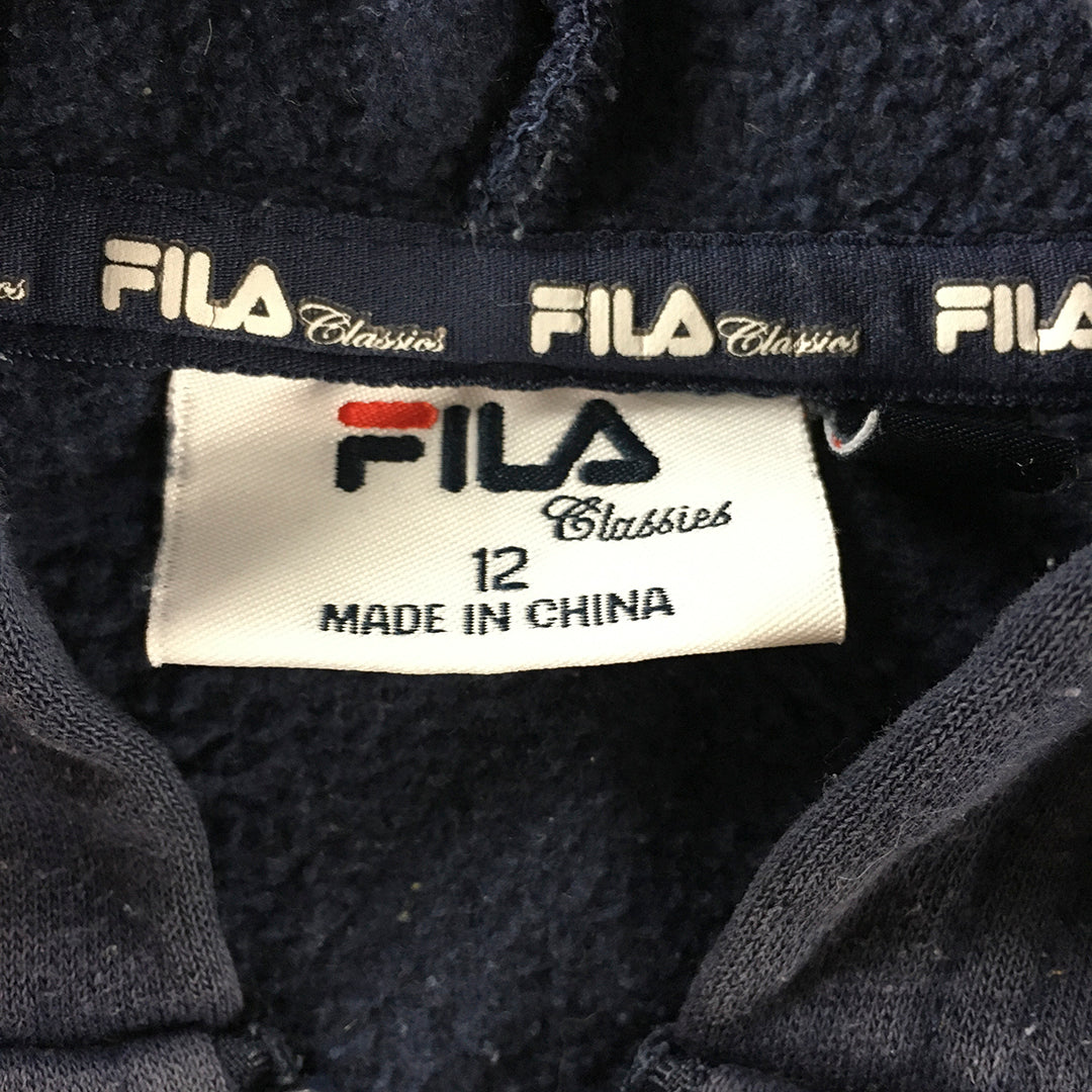 FILA Kids Boys Hoodie Jacket Size 12 Blue Zip-Up Pockets Windbreaker