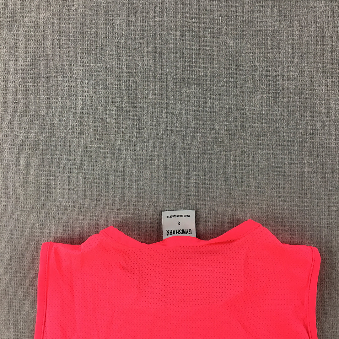 Gymshark Womens Cropped Top Size S Hot Pink Logo Sleeveless Shirt