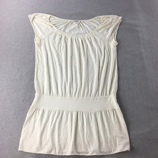 Ann Taylor Loft Womens Mini Dress Size XL White Pleated Stretch Fit Flare