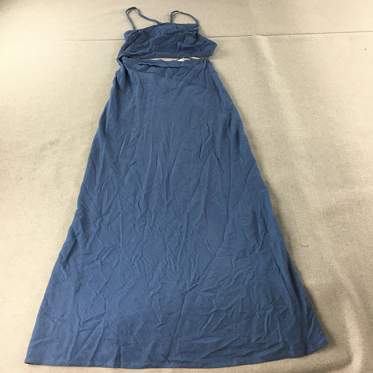 NEW Shareen Collections Linen Maxi Dress Size 10 Blue Spaghetti Strap A-Line