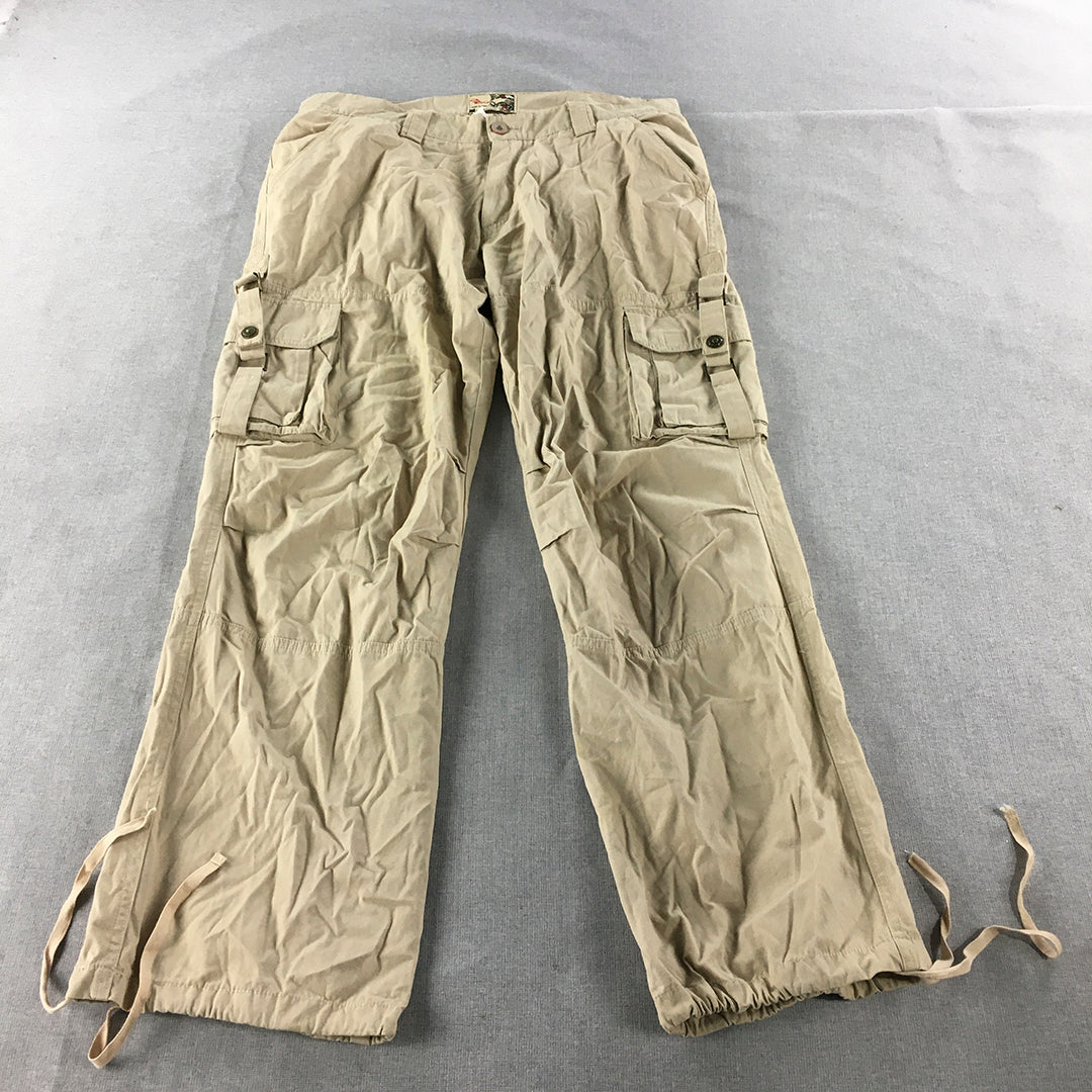 Vintage One Touch Mens Cargo Pants Size 36 x 32 Brown Utility Pockets