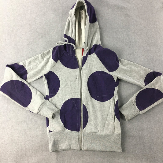 H&M Womens Hoodie Jacket Size S Purple Grey Dot Zip-Up Windbreaker