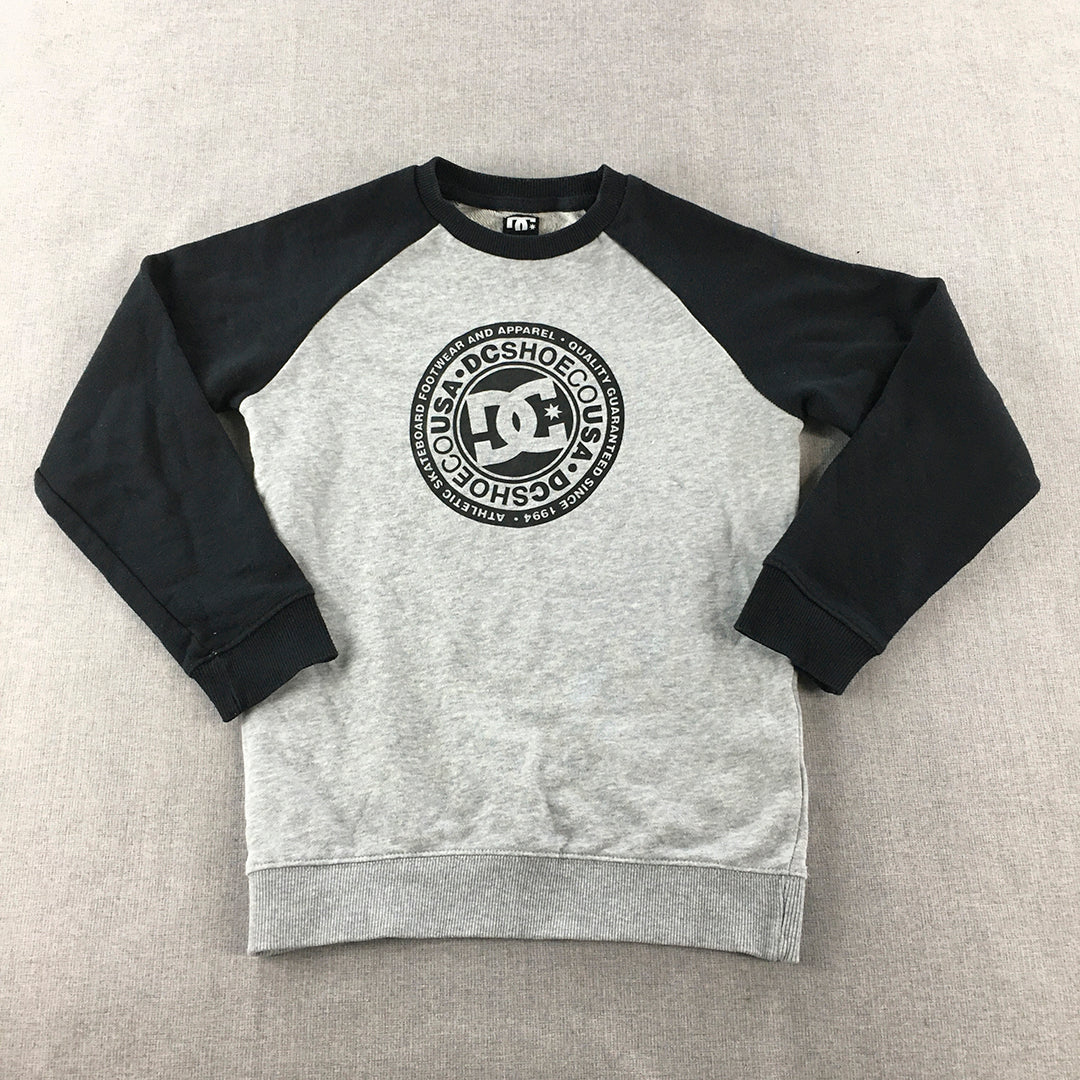 DC Shoe Co Kids Boys Sweater Size 10 Years Grey Logo Crew Neck Jumper