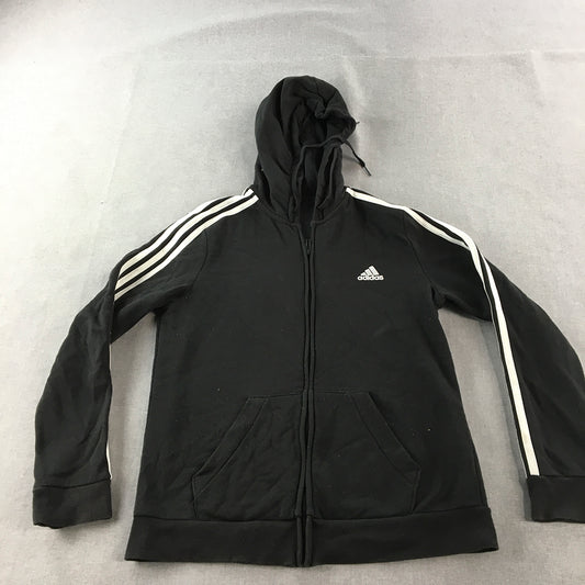 Adidas Womens Jacket Size M Black Logo Zip-Up Windbreaker Coat