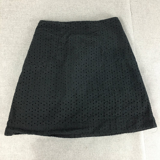 Cue In The City Womens Mini Skirt Size 8 Black C/TC Floral Embroidered