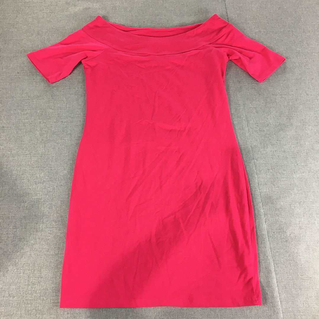 Valleygirl Womens Mini Dress Size 12 Hot Pink Short Sleeve