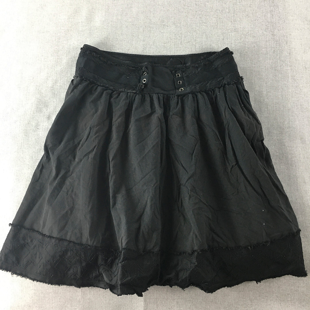 Armani Exchange Womens A-Line Skirt Size 2 US Black Midi Pleated