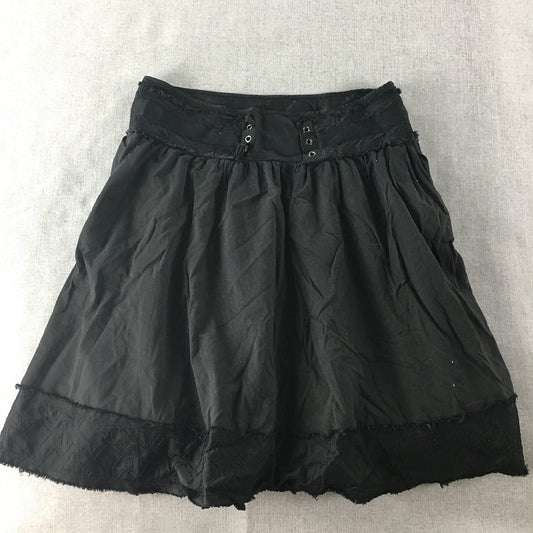 Armani Exchange Womens A-Line Skirt Size 2 US Black Midi Pleated